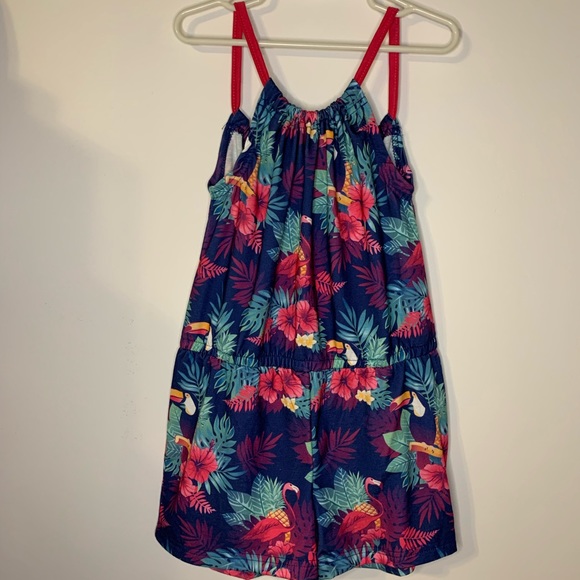 Girls Sunshine Swing Tropical Print Romper - Picture 1 of 11